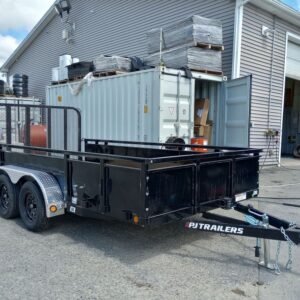2024 PJ Trailers 7x14 7K Powder Coated Open Utility w/Rear Ramp Gate, Solid Metal Side Walls Online